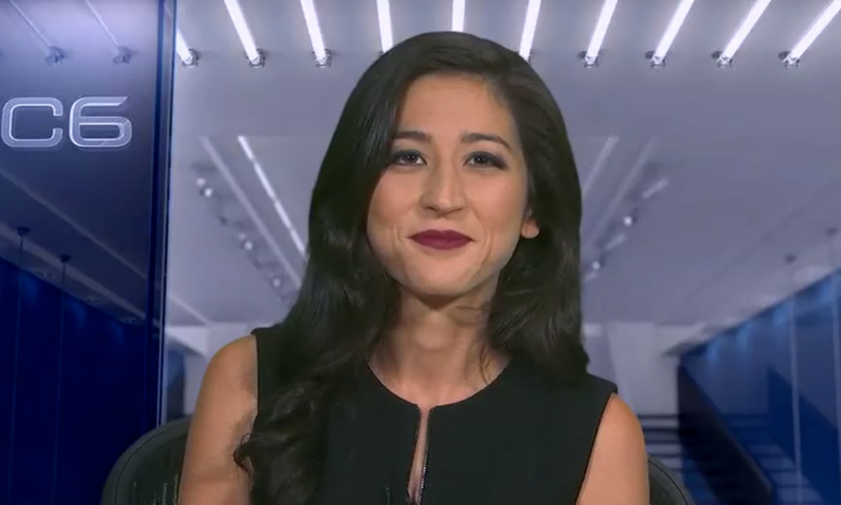 Mina Kimes does a spot on SportsCenter for ESPN.