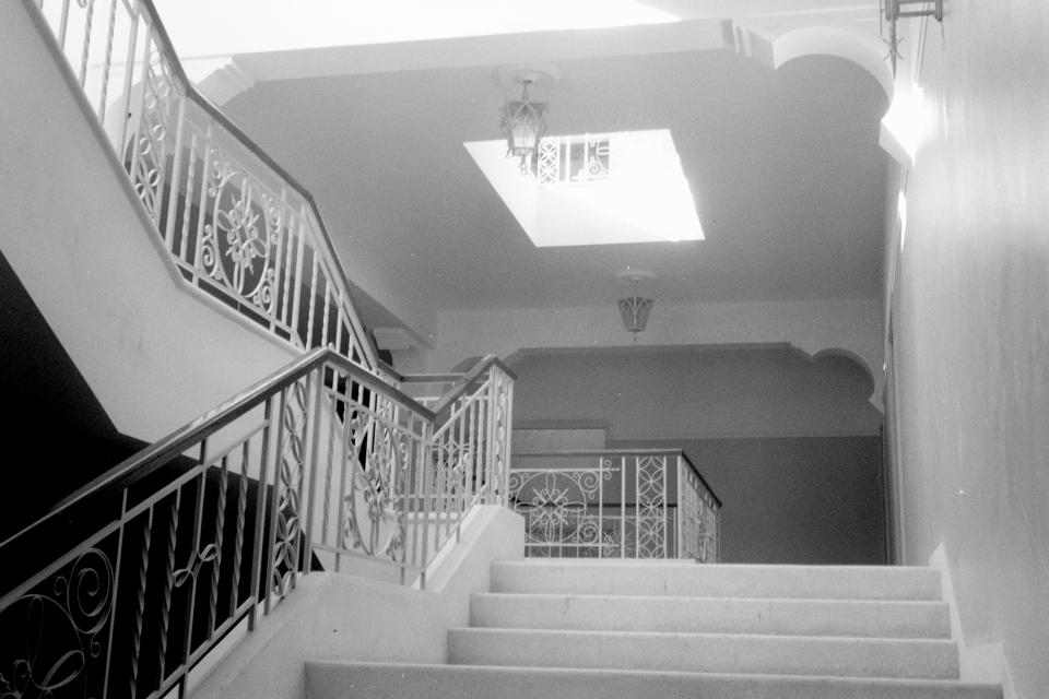 This undated photo provided from the Cyprus' press and informations office, shows the steps of the floors at the Ledra Palace Hotel inside the U.N. buffer zone in the divided capital Nicosia, Cyprus. This grand hotel still manages to hold onto a flicker of its old majesty despite the mortal shell craters and bullet holes scarring its sandstone facade. Amid war in the summer of 1974 that cleaved Cyprus along ethnic lines, United Nations peacekeepers took over the Ledra Palace Hotel and instantly turned it into an emblem of the east Mediterranean island nation's division. (Felix Yiaksis/Press and informations Office via AP)