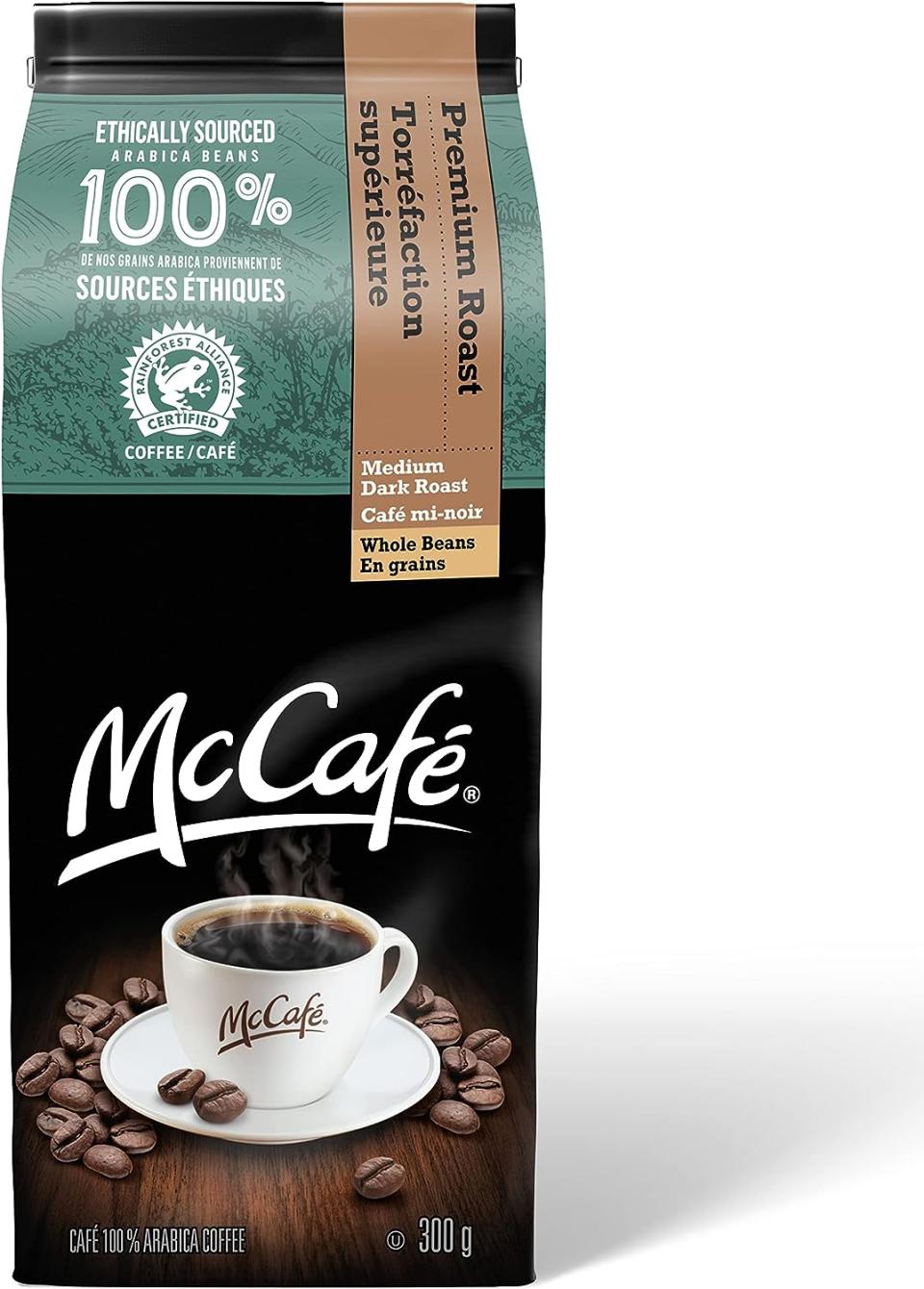 McCafé Premium Roast Whole Bean Coffee. Image via Amazon.