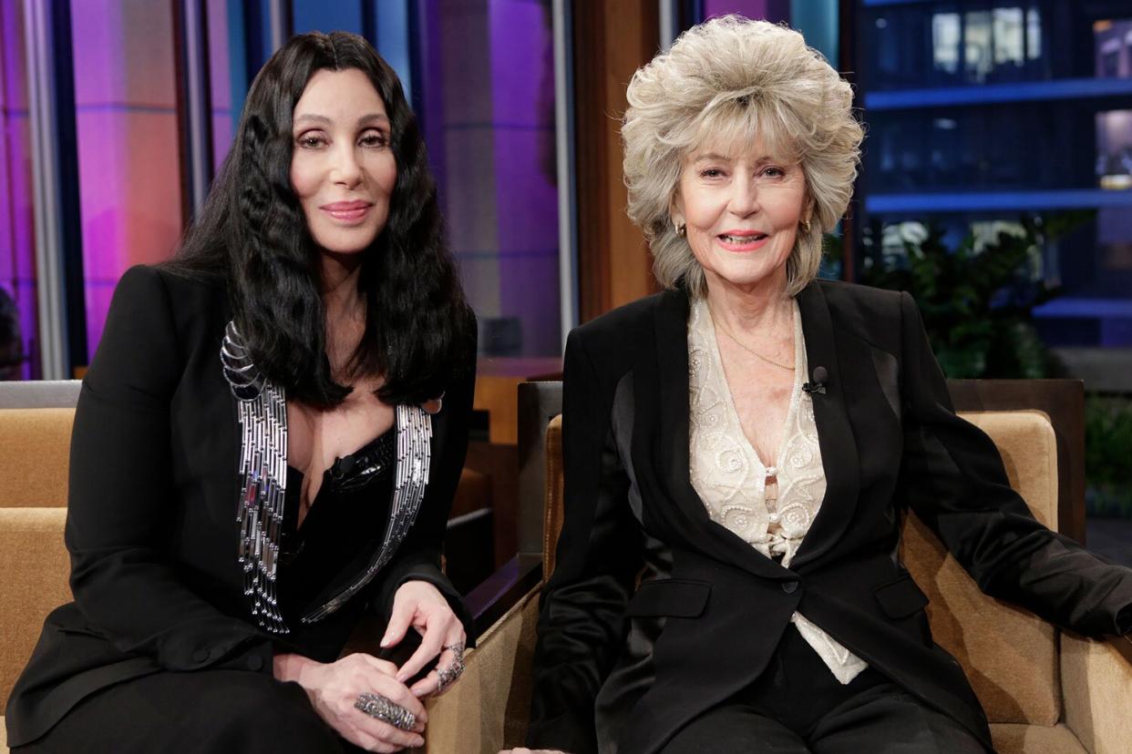 THE TONIGHT SHOW WITH JAY LENO -- (EXCLUSIVE COVERAGE) Episode 4451 -- Pictured: (l-r) Musicians Cher, Georgia Holt during a commercial break on April 30, 2013 -- (Photo by: Margaret Norton/NBCU Photo Bank/NBCUniversal via Getty Images via Getty Images)