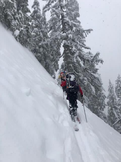 A North Shore search and rescue team on a call in 2021. Rescue crews were dispatched to Cypress Mountain and the Whistler area on Sunday after reports of several skiers being lost.  (North Shore Rescue/Facebook - image credit)