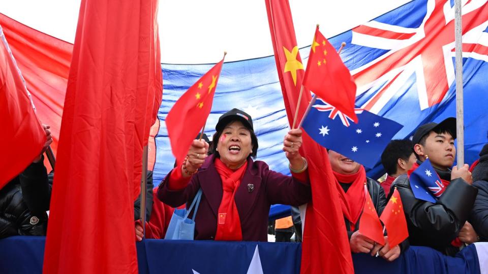 Rally ahead of the visit by Chinese Premier Li Qiang, Parliament House