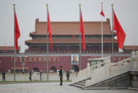 A paramilitary police officer stands guard at Tiananmen Square in Beijing, China April 16, 2017. REUTERS/Jason Lee