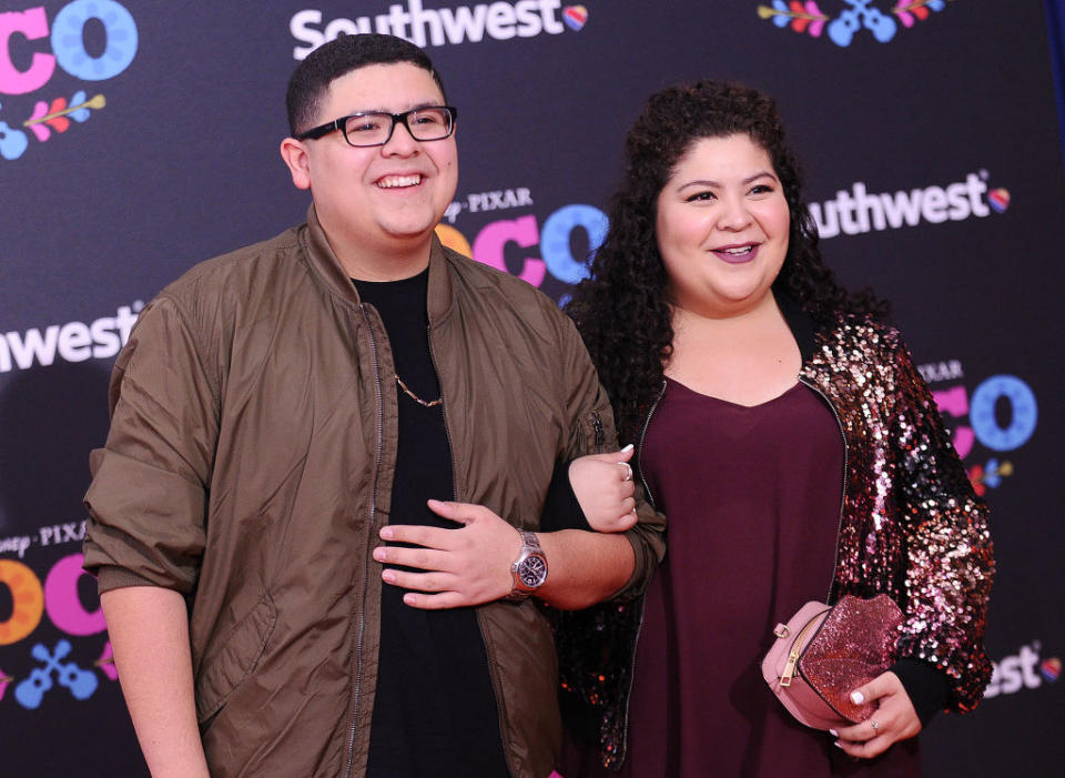 Rico and Raini Rodriguez on a red carpet