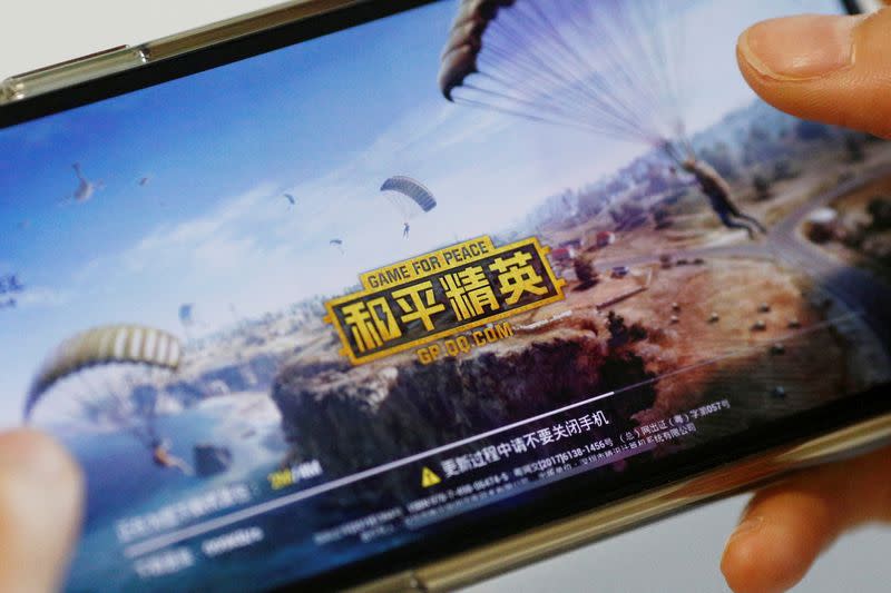 FILE PHOTO: Illustration picture of "Game for Peace", Tencent's alternative to the blockbuster video game PUBG in China, on a mobile phone