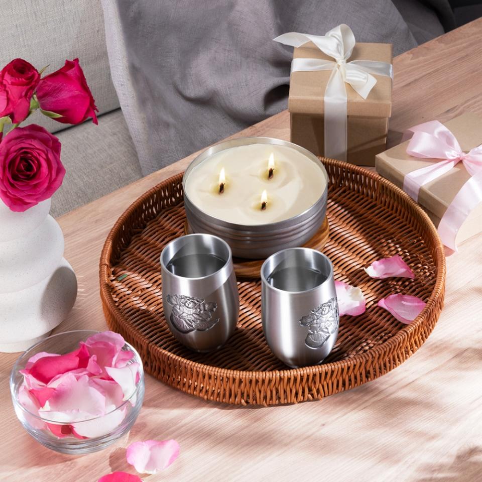 Sense three-wick sage-scented candle made with soy beeswax blend and wood wicks. — Picture courtesy of Royal Selangor