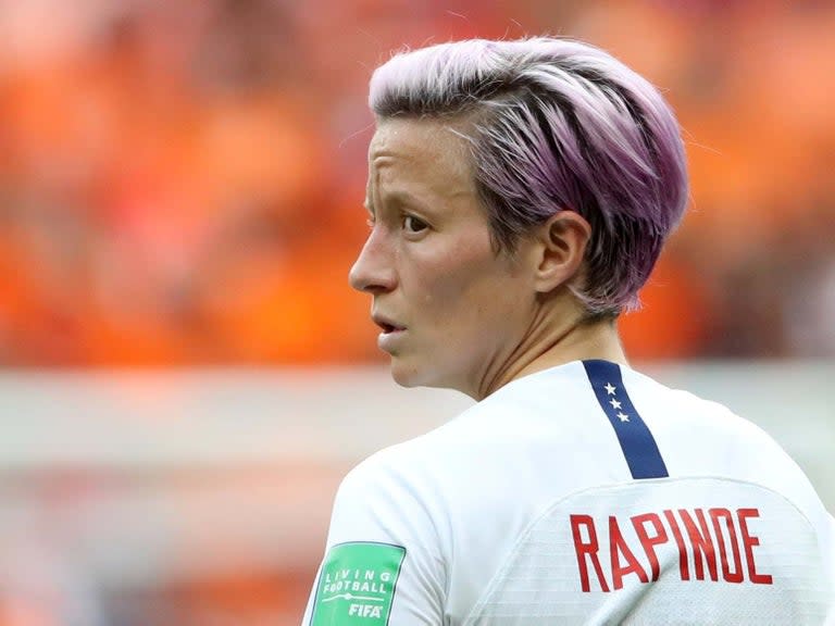 US women’s soccer star Megan Rapinoe has launched a new attack on Donald Trump, terming his racist tweets about four minority congressman “disgusting”.The 34-year co-captain and midfielder of the team who had a very public spat with the president, said she thought his tweets and comments about Alexandria Ocasio-Cortez, Ilhan Omar, Ayanna Pressley and Rashida Tlaib, were unacceptable. She said she took heart from the fact there had been such criticism of his language.“It’s disgusting, to be honest,” Rapinoe told CNN on Saturday. “To say it’s disappointing is…it doesn’t even come close.”She added: “The more that we just are upset about it and don’t accept that kind of behaviour from all sides, then the better place we’re going to be.”Rapinoe, who plays for the Seattle Reign, has been a long time critic of the president, and was among the first professional athletes to support NFL quarterback Colin Kaepernick, who in 2016 started by taking a knee during the playing of the national anthem to protest police brutality against minorities.Earlier this summer, she upset the president when remarks emerged in which she repeatedly said she was “not going to the f****** White House” if the team won the world cup, which it did.“I don’t think anyone on the team has any interest in lending the platform that we’ve worked so hard to build, and the things that we fight for, and the way that we live our life,” she said at the time. “I don’t think that we want that to be co-opted or corrupted by this administration.”In a series of tweets and comments, Mr Trump had said four Democratic congresswomen, three of whom were born in the US and one of whom is a former refugee from Somalia, should “go back home”. Asked about the comments at the White House, he said: “As far as I’m concerned if you hate our country, if you’re not happy here, you can leave.”During a rally in North Carolina this week, Mr Trump’s supporters broke into chants of “send her back” when he talked about Ms Omar, who represents a congressional district in Minnesota. He later claimed he tried to stop the chants by “talking quickly”, though recordings show him pausing for up to 14 seconds before continuing his speech.