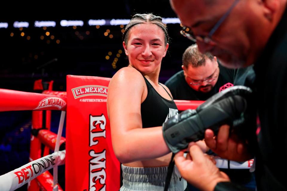 Jennah Creason won her boxing debut in Las Vegas on Saturday, Aug. 10, 2024.