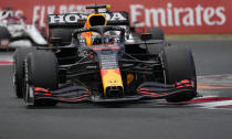 Red Bull driver Max Verstappen of the Netherlands steers his car during the Hungarian Formula One Grand Prix at the Hungaroring racetrack in Mogyorod, Hungary, Sunday, Aug. 1, 2021. (AP Photo/Darko Bandic)