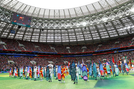 Soccer Football - World Cup - Opening Ceremony - Luzhniki Stadium, Moscow, Russia - June 14, 2018 General view during the opening ceremony REUTERS/Kai Pfaffenbach