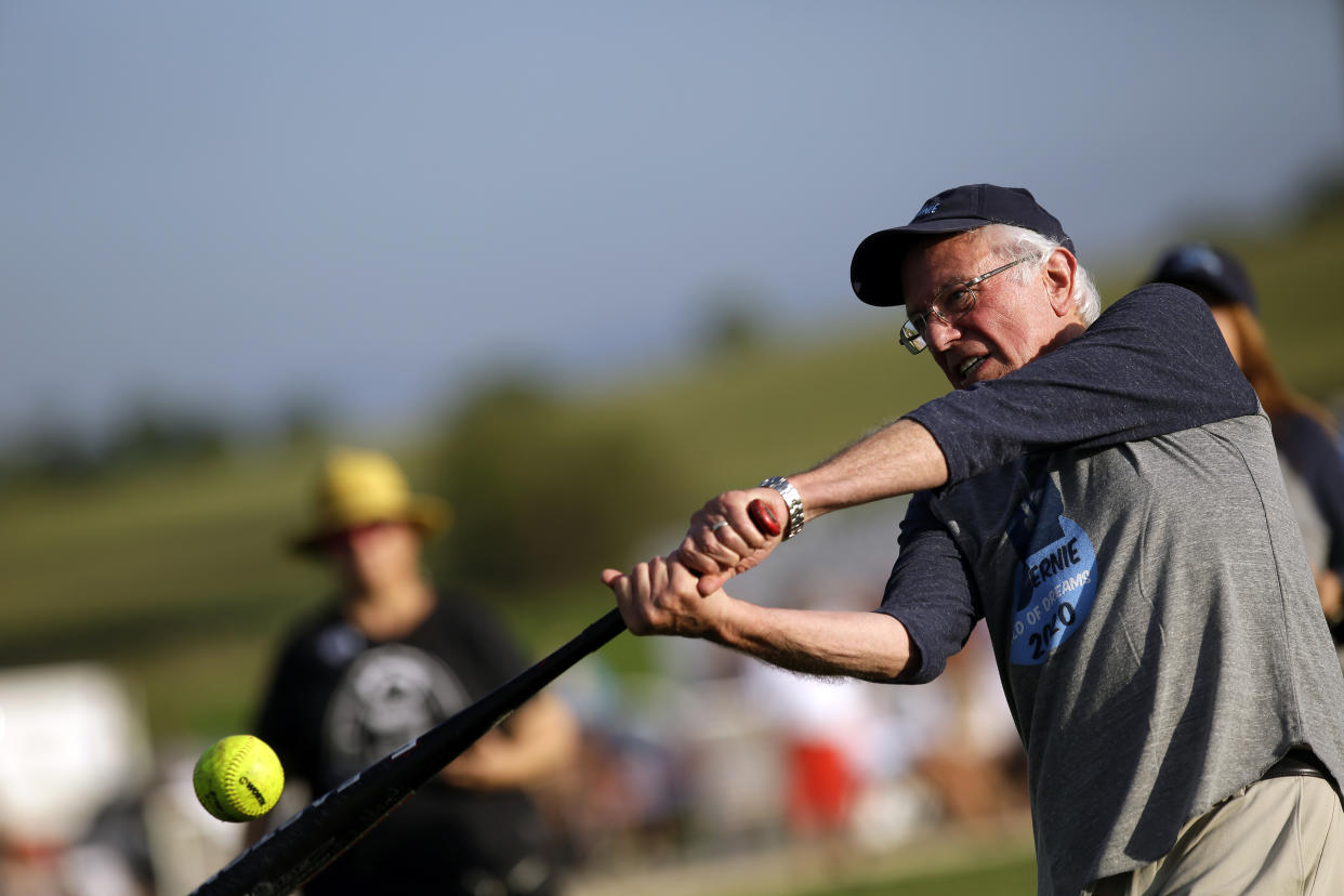 Presidential candidate Sen. Bernie Sanders loves baseball, and doesn't want it to disappear from communities all over the country. (Photo by Joshua Lott/Getty Images)