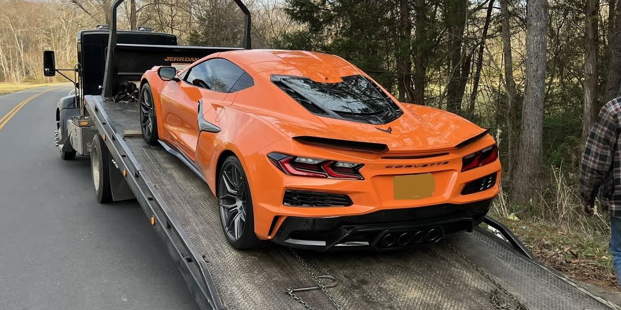 corvette c8 z06 on flatbed