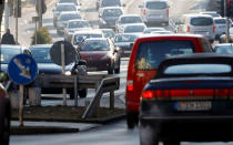 Cars are pictured during morning rush hour at Schildhorn Street in a Berlin, Germany, February 22, 2018. REUTERS/Fabrizio Bensch