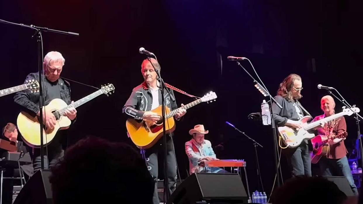  Alex Lifeson and Geddy Lee onstage with Blue Rodeo at Massey Hall, Toronto. 