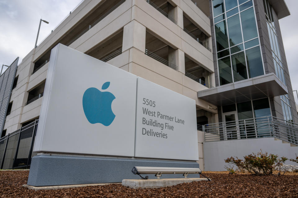 AUSTIN, TEXAS - JANUARY 20: An Apple Inc sign is seen at the Apple Campus on January 20, 2023 in Austin, Texas. (Photo by Brandon Bell/Getty Images)