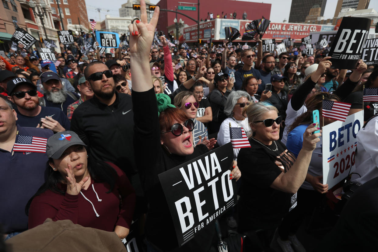 Supporters of Beto O’Rourke at a campaign rally. 