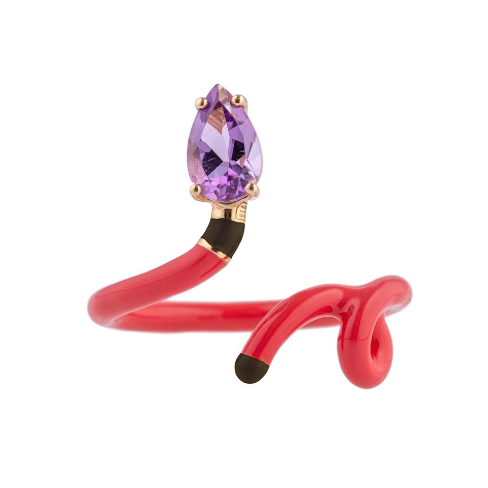 The Bea Bongiasca Vine ring dressed in Philosophy di Lorenzo Serafini’s resort colors.