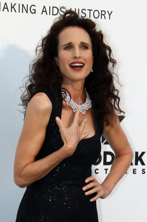 72nd Cannes Film Festival - The amfAR's Cinema Against AIDS 2019 event - Antibes, France, May 23, 2019. Andie MacDowell poses. REUTERS/Eric Gaillard
