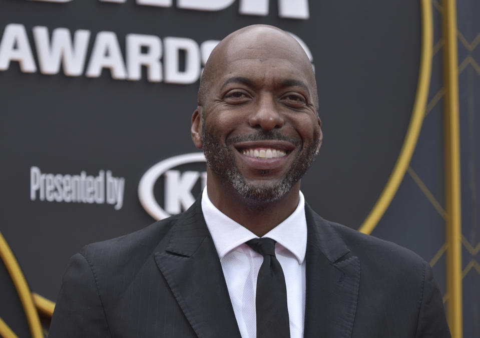 John Salley arrives at the NBA Awards on Monday, June 24, 2019, at the Barker Hangar in Santa Monica, Calif. (Photo by Richard Shotwell/Invision/AP)