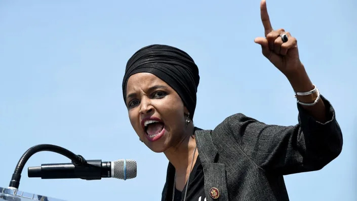 Rep. Ilhan Omar, D-Minn speaks at a "black women in defense of Ilhan Omar " event on April 30, 2019 on the West Front of the U.S. Capitol in Washington D.C. , April 30, 2019 in Washington, DC. Photo by Olivier Douliery/ABACAPRESS.COM <span class="copyright">Photo by Olivier Douliery/ABACAPRESS.COM</span>