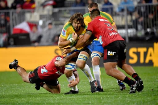 Crunch time: Northern Bulls' Lood de Jager is tackled against Canterbury Crusaders during the 2018 Super Rugby season. The South African is expecting brutal clashes because of the World Cup later this year