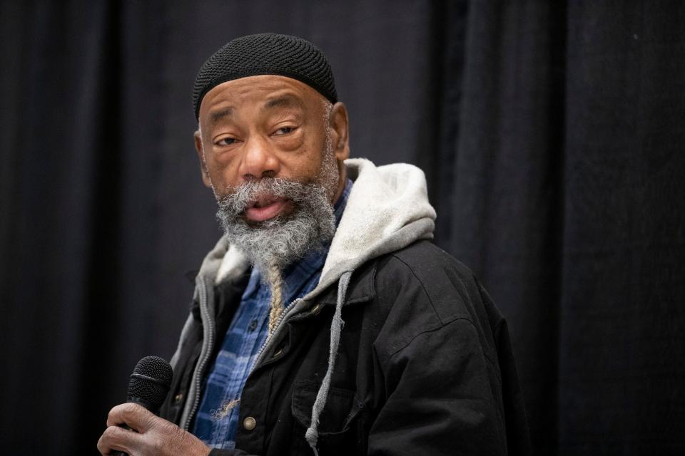 Bodie Gentry sings a Negro spiritual during a Black History Month event at city hall in downtown Jackson, Tenn., on Friday, February 3, 2023. 