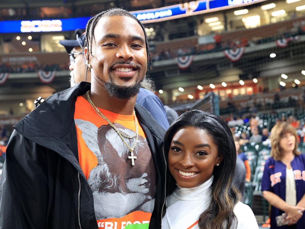 Jonathan Owens and Simone Biles.