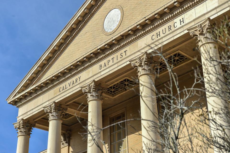 Jackson’s Calvary Baptist Church, one of five churches with female pastors that the Southern Baptist Convention deemed to be “no longer in friendly cooperation” with the denomination, is seen in Jackson on Tuesday.