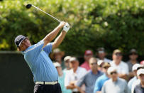 FORT WORTH, TX - MAY 25: Jason Dufner watches his tee shot on the second hole during the second round of the Crowne Plaza Invitational at Colonial at the Colonial Country Club on May 25, 2012 in Fort Worth, Texas. (Photo by Scott Halleran/Getty Images)