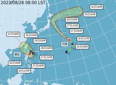 颱風最新路徑預測。（圖／氣象局）