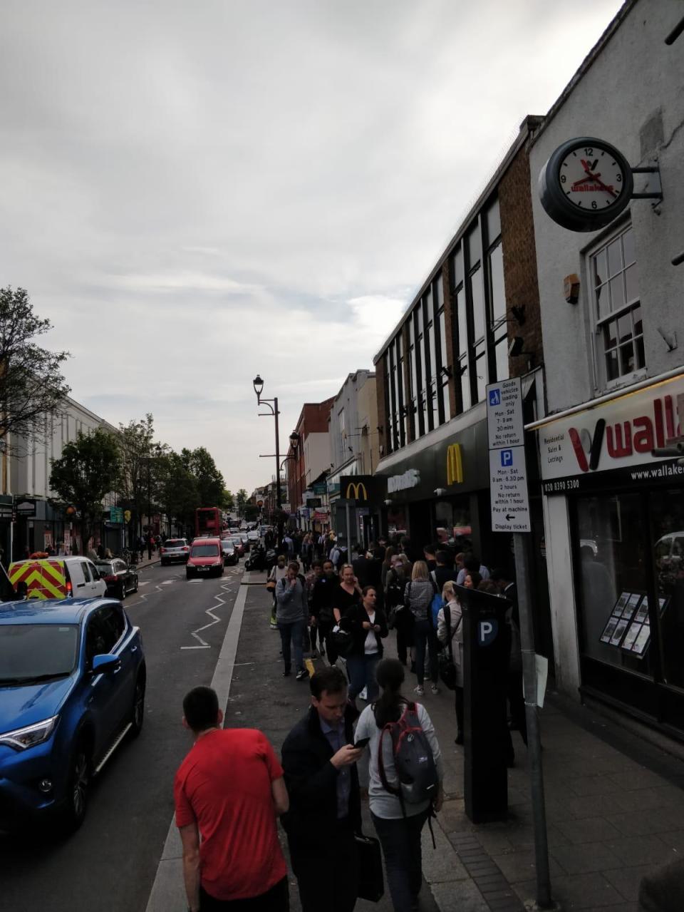 The queues along Surbiton's Victoria Road on Tuesday morning