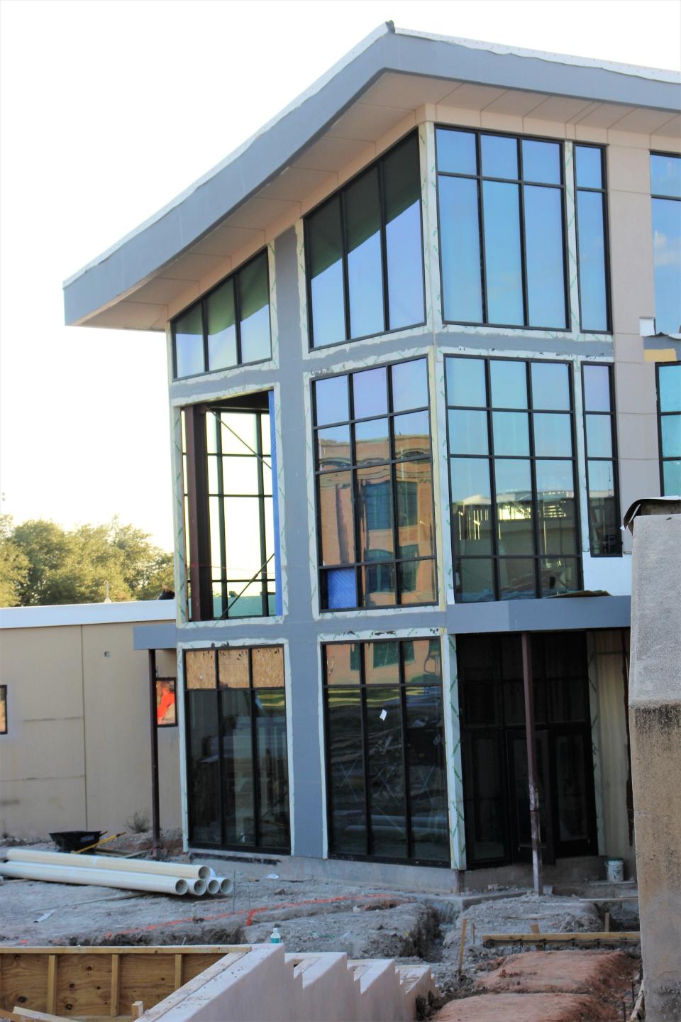 The glassy new look of Garrison Student Center on the McMurry University campus.