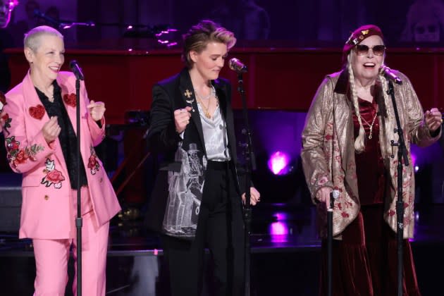 Annie Lennox, Brandi Carlile, and Joni Mitchell perform during the 2024 Gershwin Prize for Popular Song presentation - Credit: Taylor Hill/WireImage