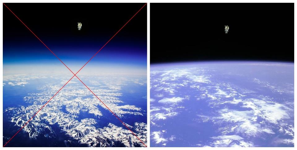 <span>Screenshot comparison between the doctored image (L) and the original NASA photo (R)</span>
