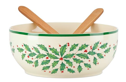 Lenox Holiday Salad Bowl with Wooden Servers (Photo: Macy’s)