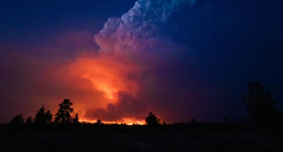 A photo of the Bootleg Fire taken by US firefighters as they face challenging conditions and continue to work around the clock to contain the huge blaze. Source: Oregon Office of State Fire Marshal