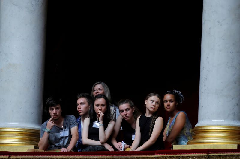 Swedish environmental activist Greta Thunberg attends the questions to the government session at the National Assembly in Paris