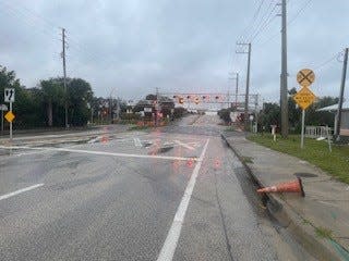North A1A and Shorewinds Drive was closed, but traffic was going around the barricades after Hurricane Nicole on Thursday, Nov. 10, 2022.