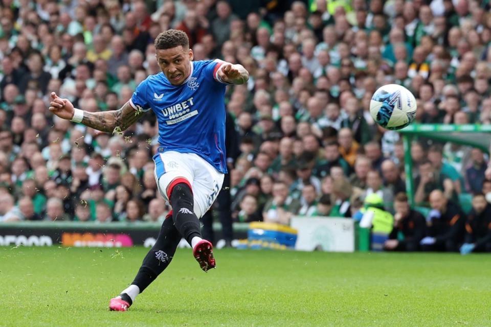 James Tavernier scored a sensational free-kick before bringing up his Rangers century (Getty Images)