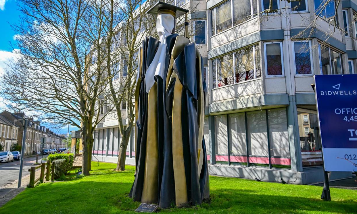 <span>Cambridge city council issued an enforcement notice for the statue to be taken down, saying it had a ‘harmful material impact’ on the area.</span><span>Photograph: Keith Heppell/Cambridge Independent/Bav Media</span>