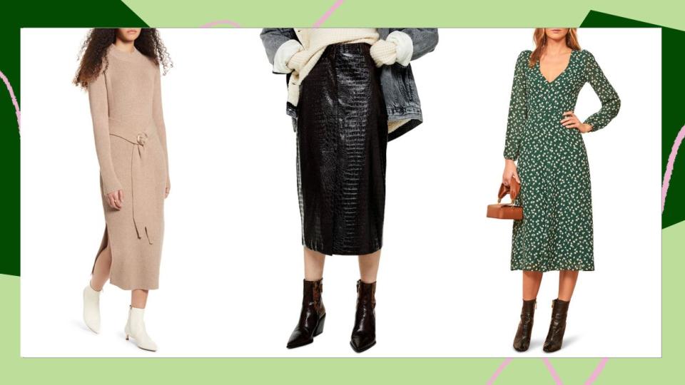 Midi dresses and skirts on sale in Nordstrom's Winter Sale. (Photo: HuffPost)