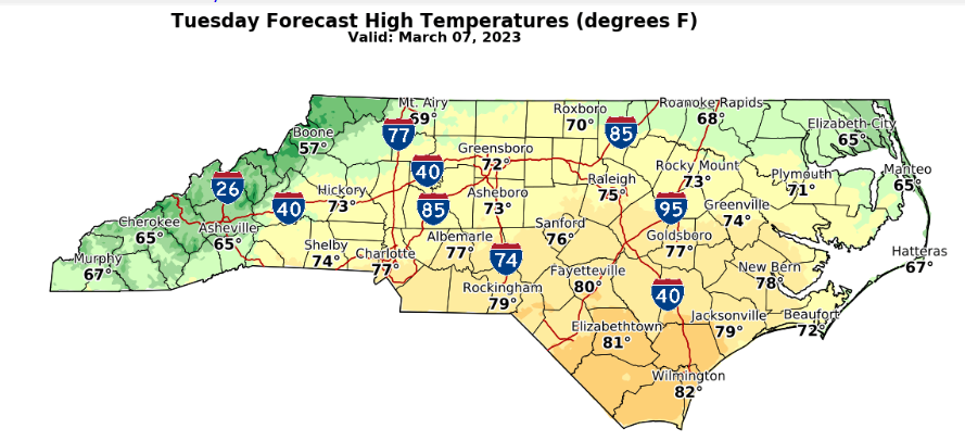 The Cape Fear region has another warm day ahead.