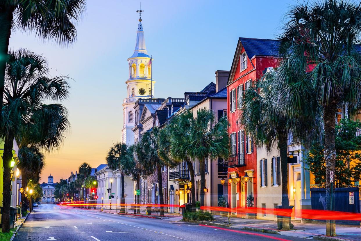 historic French Quarter at twilight in Charleston, South Carolina