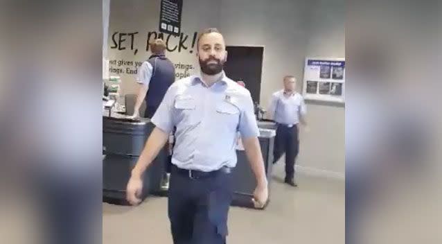 The video shows store manager Dom walking him to the exit while claiming 