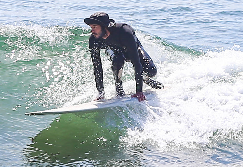 <p>Adam Brody gets suited up for a day of surfing in Malibu on Wednesday. </p>