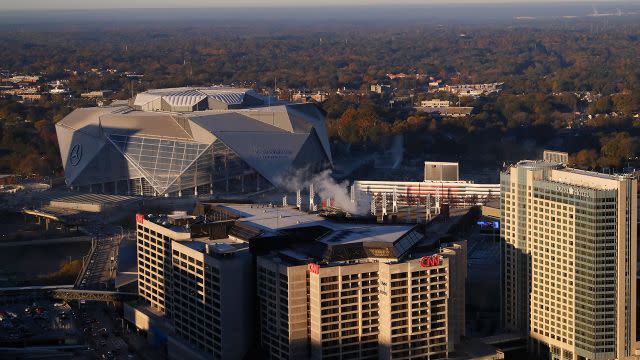 Seconds before the implosion. Image: Getty