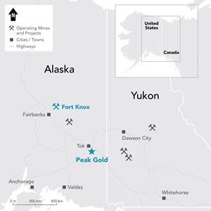 Map of Peak Gold project