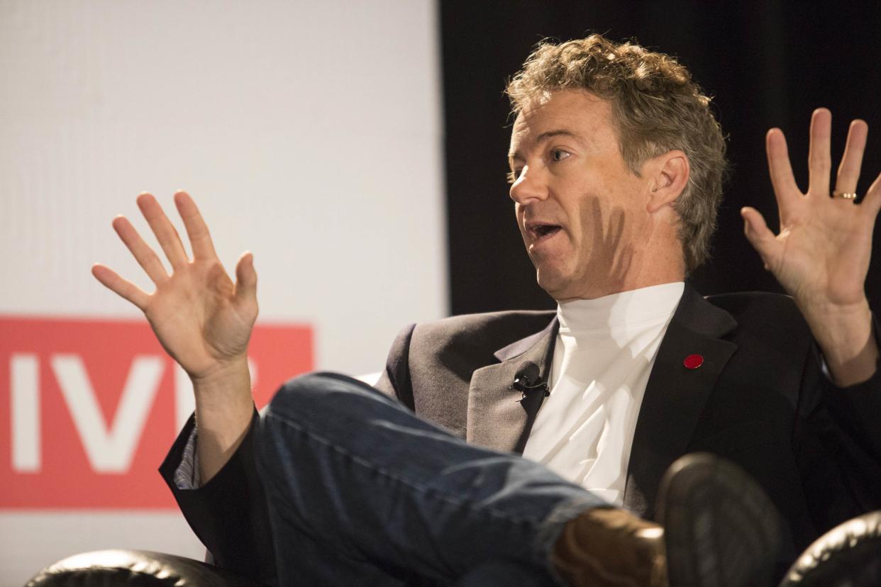 Rand Paul speaks with Texas Tribune editor in chief Evan Smith in Austin. (Laura Buckman/REUTERS)