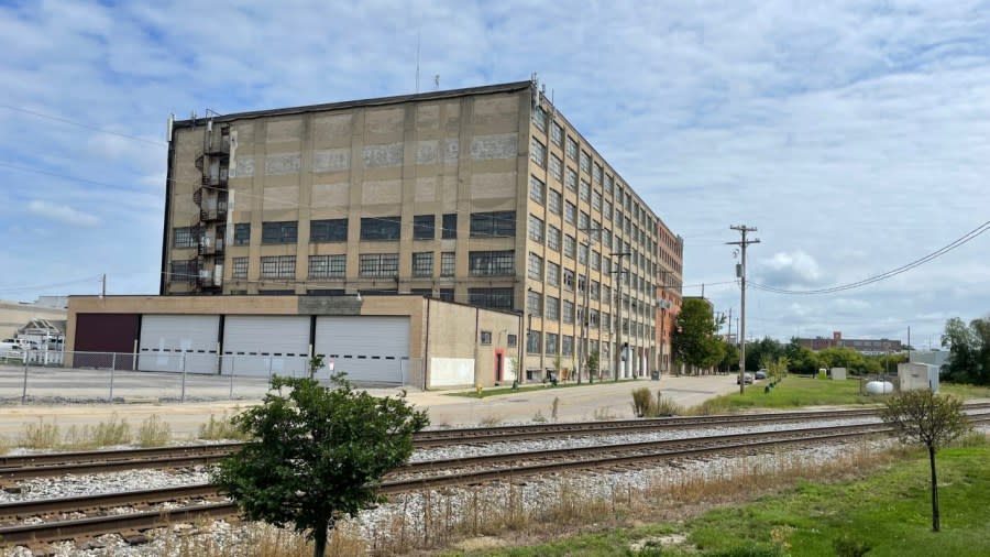 A look at the west side of the former Sligh Furniture Co. factory on Logan Street SW in downtown Grand Rapids. (Matt Jaworowski/WOOD TV8)