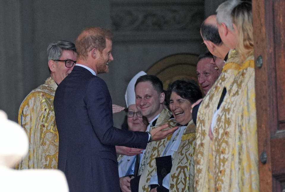 The Duke of Sussex at St Paul's Cathedral on 8 May. (PA)